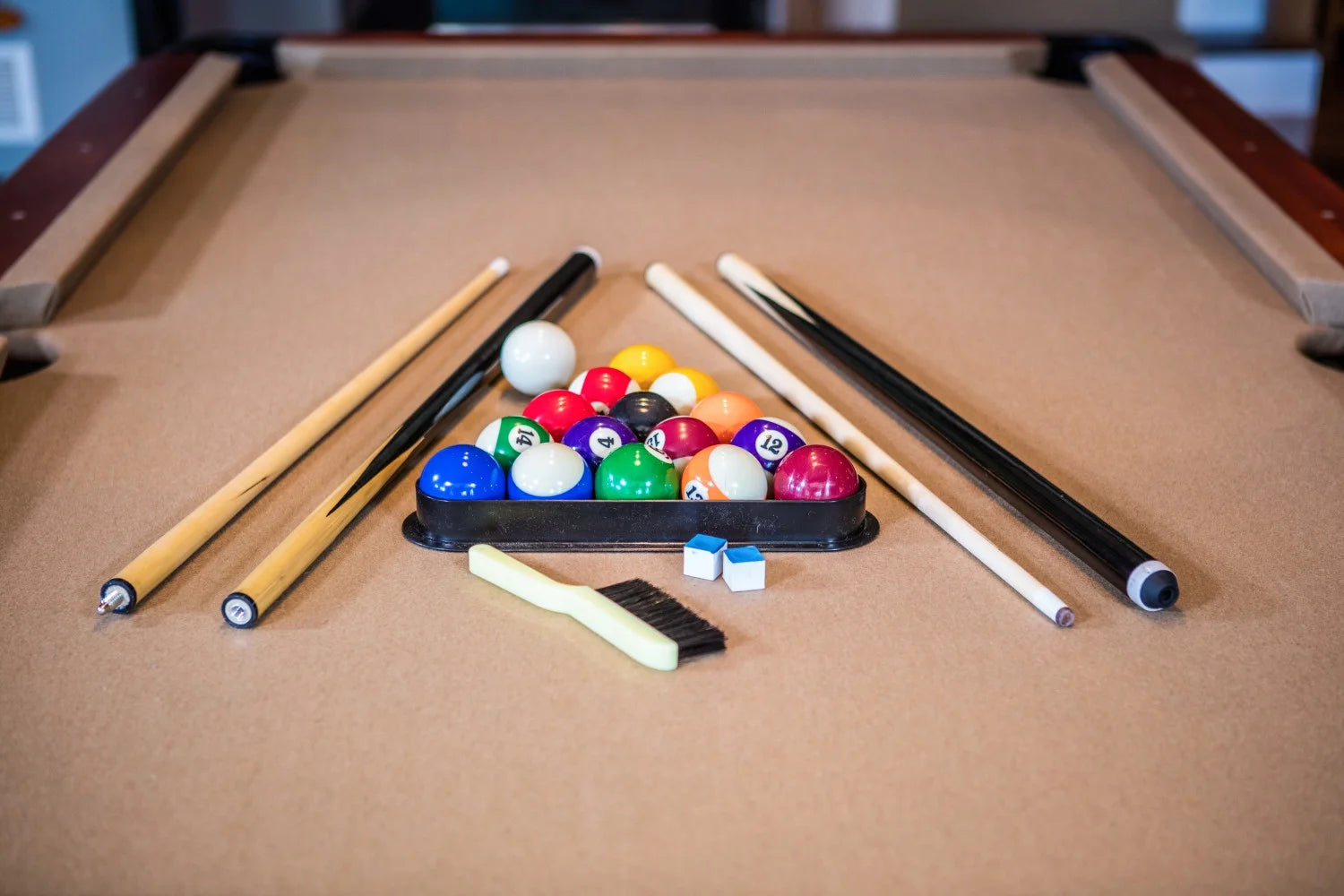 8' Covington Billiard Table with Carved Solid-Wood Legs and Antiqued Wood Finish