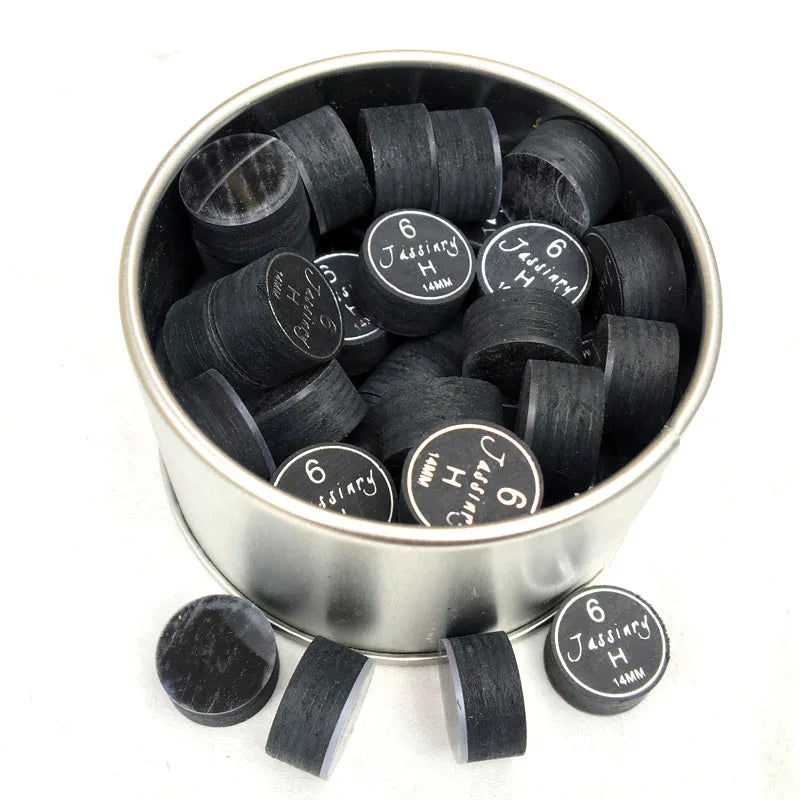 50Pcs/Lot 2018 Jassinry 14Mm Billiard Cue Tips 6Layers Pigskin+Transparent Cushion Pool Cue Tips Black in S/M/H