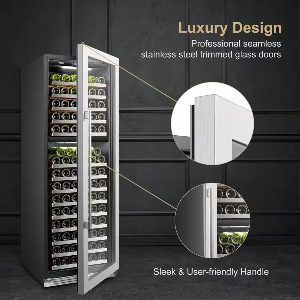 153 Bottle Seamless Stainless Steel Dual Zone Wine Refrigerator