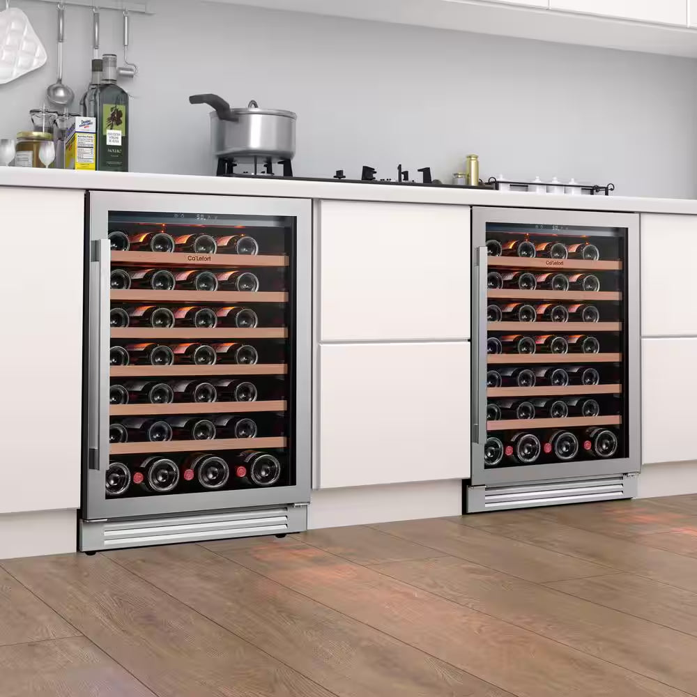 48 In. Dual Zone Cellar Cooling Unit 108-Bottles Built- in Wine Cooler Side-By-Side Refrigerator Mini Fridge in Black