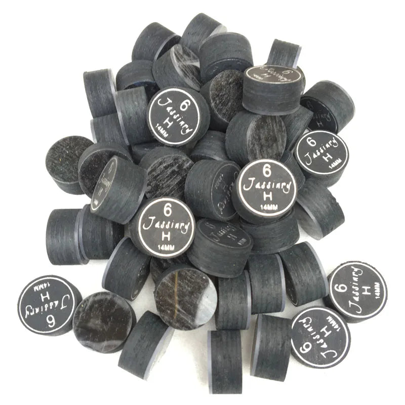 50Pcs/Lot 2018 Jassinry 14Mm Billiard Cue Tips 6Layers Pigskin+Transparent Cushion Pool Cue Tips Black in S/M/H