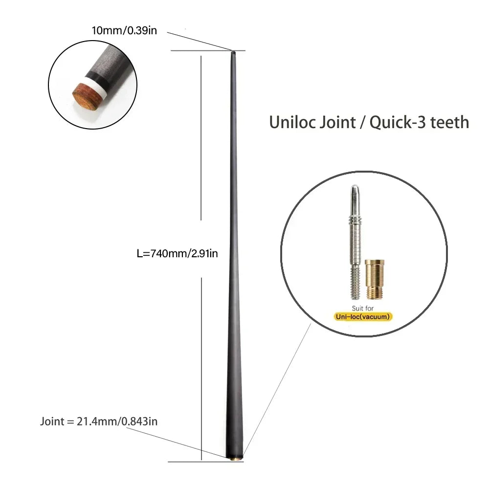 Single Shaft Carbon Fiber Billiard Pool Cue 10Mm/12Mm/12.4Mm/12.9Mm/13.9Mm Tip Uni-Loc Just Shaft of Pool Cue Stick Snooker