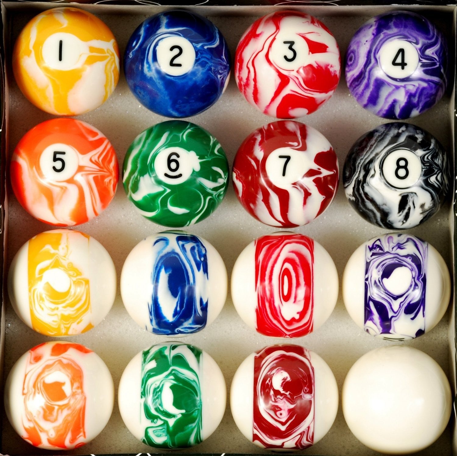 Iszy Billiards Pool Table Billiard Ball Set, Marble/Swirl Style