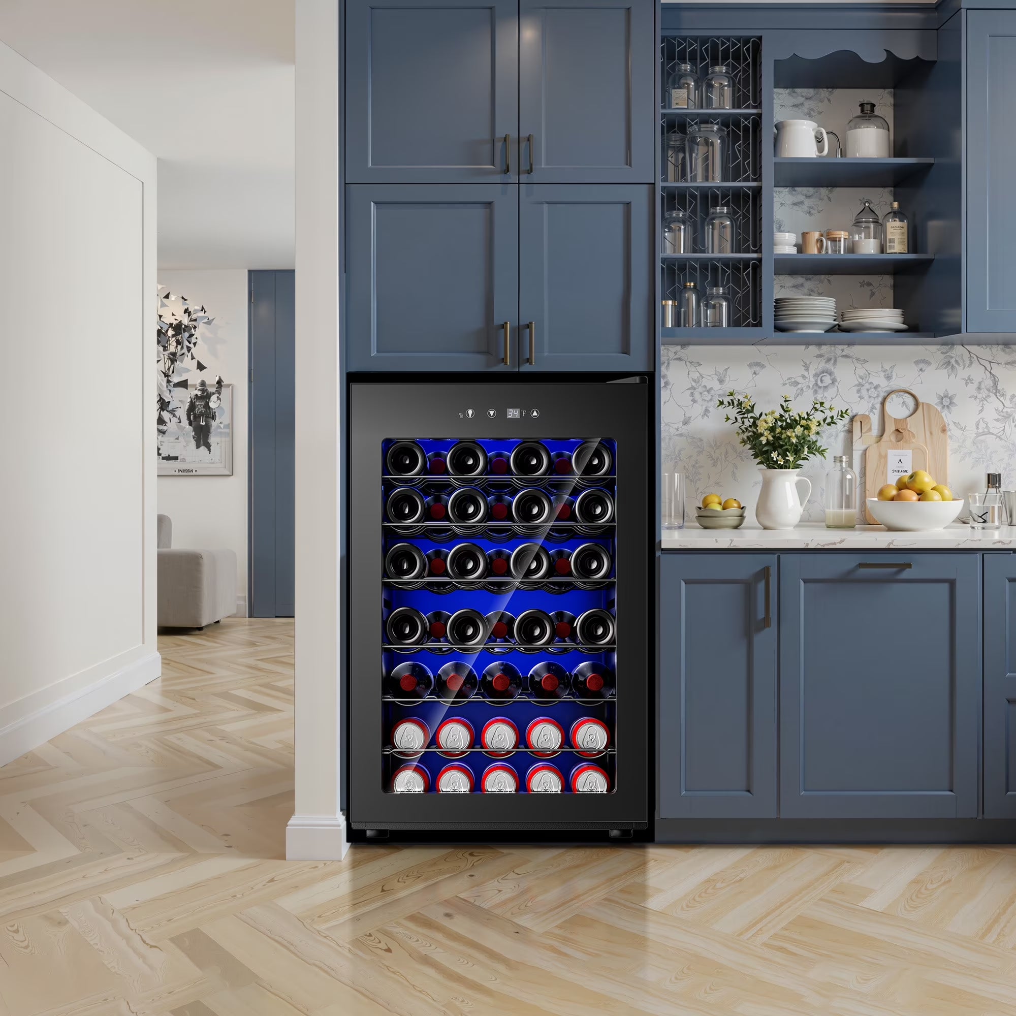 45 Bottle Wine Cooler Refrigerator,Built-In Wine Fridge with Stainless Steel Glass Door, for Home, Kitchen, or Office