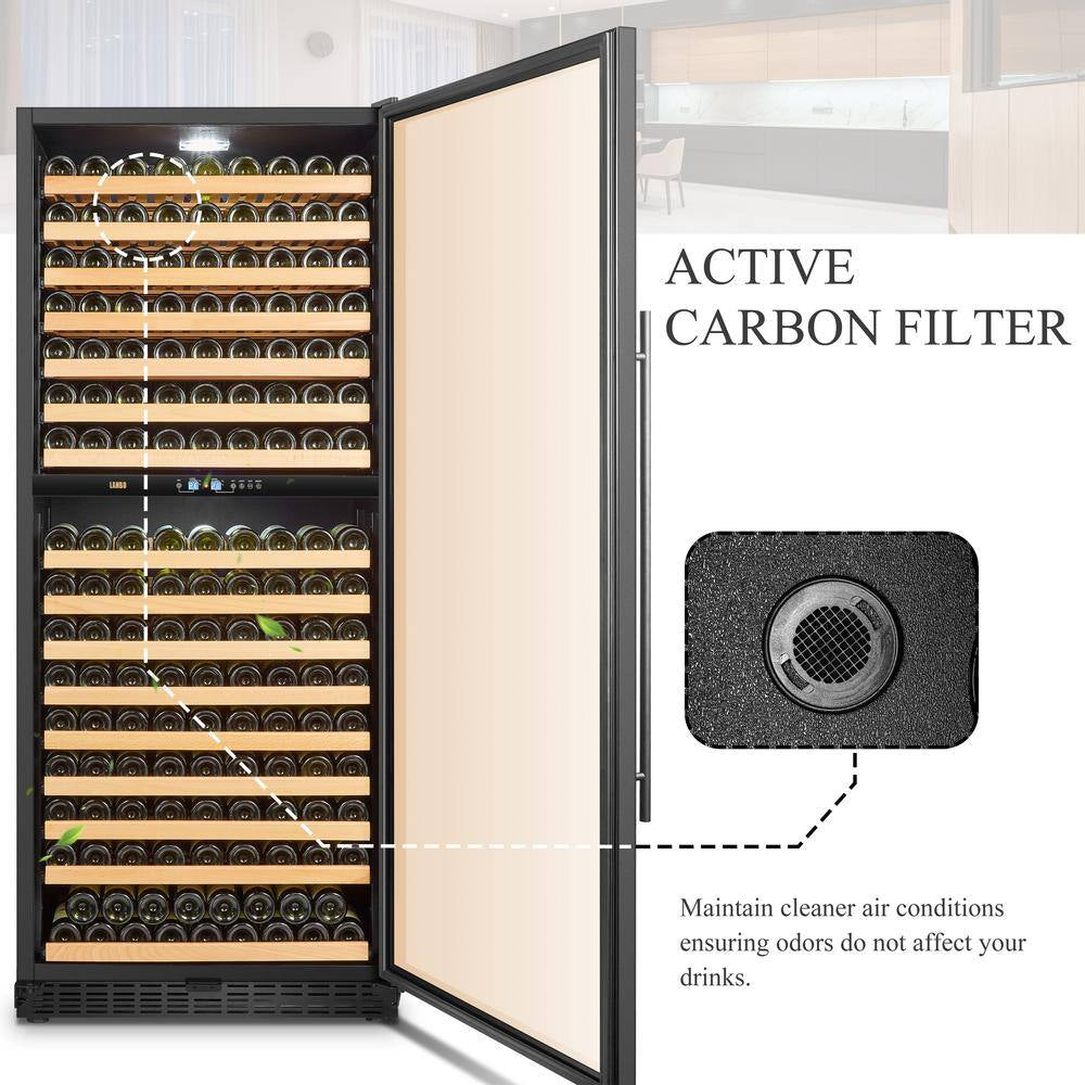 32 In. 287 Bottle Black Dual Zone Wine Refrigerator