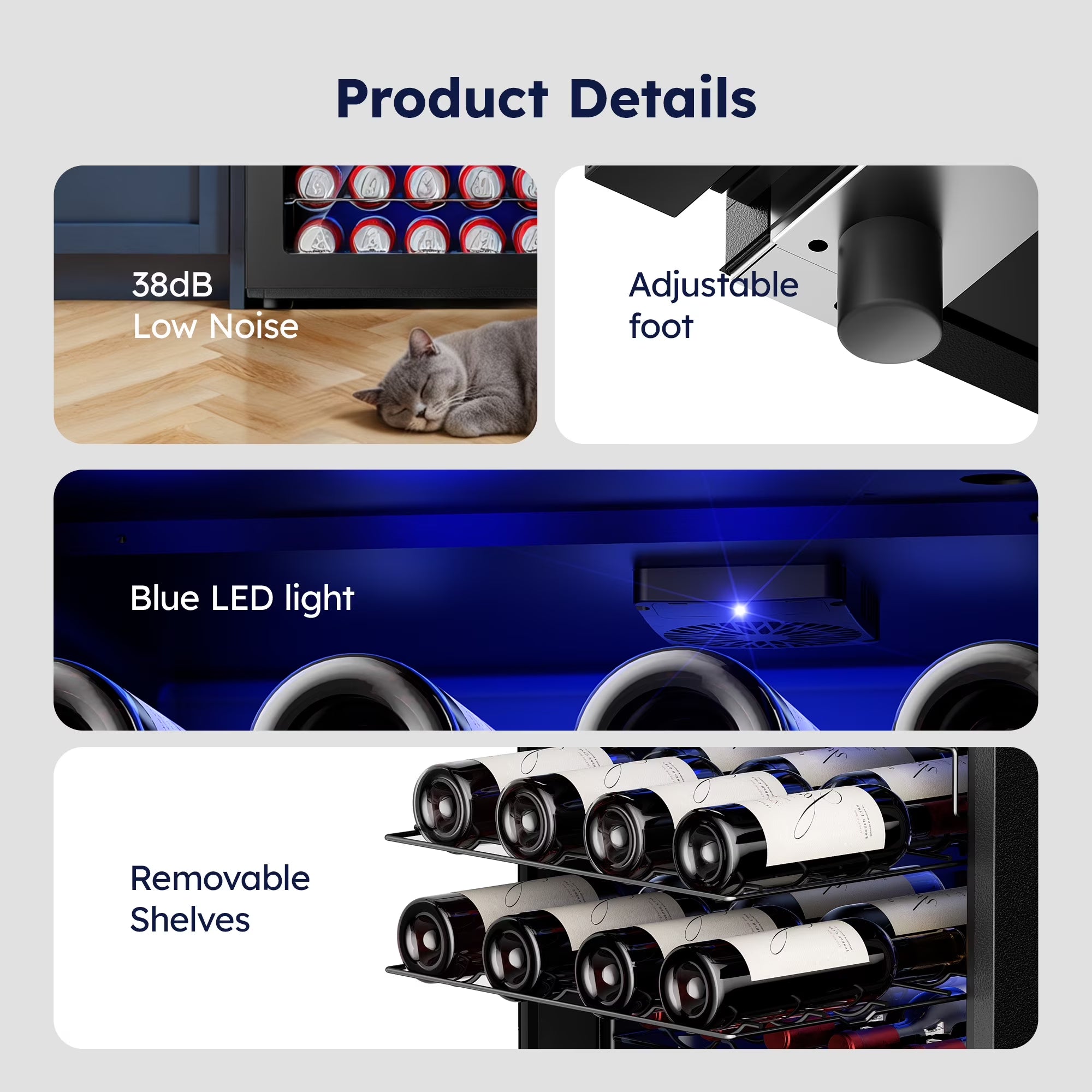 45 Bottle Wine Cooler Refrigerator,Built-In Wine Fridge with Stainless Steel Glass Door, for Home, Kitchen, or Office