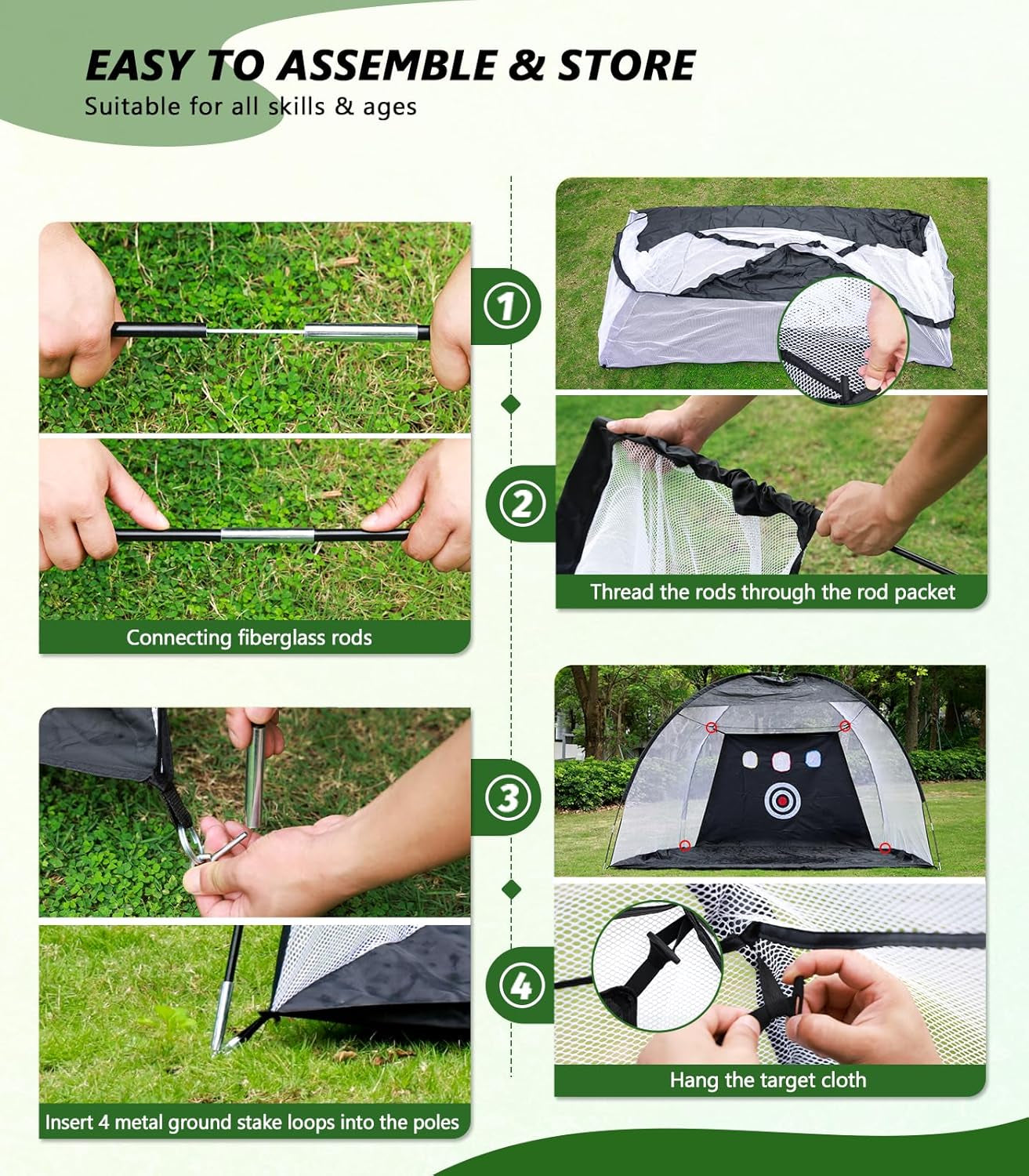 Golf Net: 10X7Ft Golf Hitting Practice Net for Backyard, Indoor or Outdoor Driving Chipping Swing Training and Equip Non-Slip Heavy-Duty Base Hitting Mat, Ideal Gifts for Dad Husband Men Fathers Day