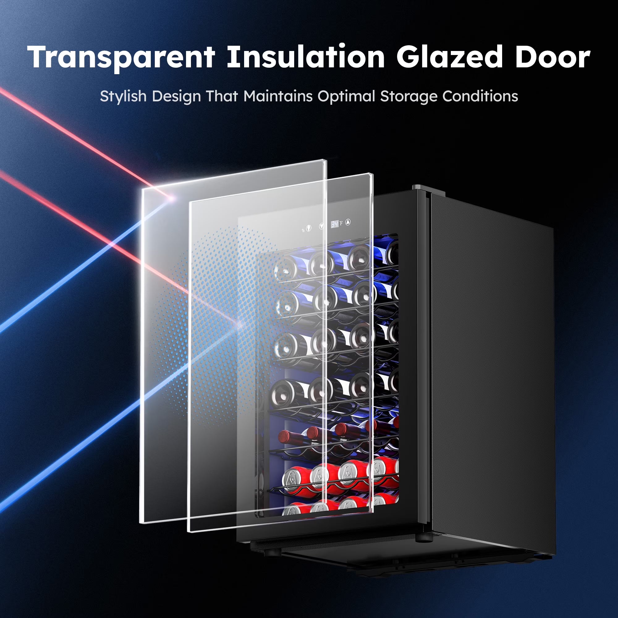 45 Bottle Wine Cooler Refrigerator,Built-In Wine Fridge with Stainless Steel Glass Door, for Home, Kitchen, or Office