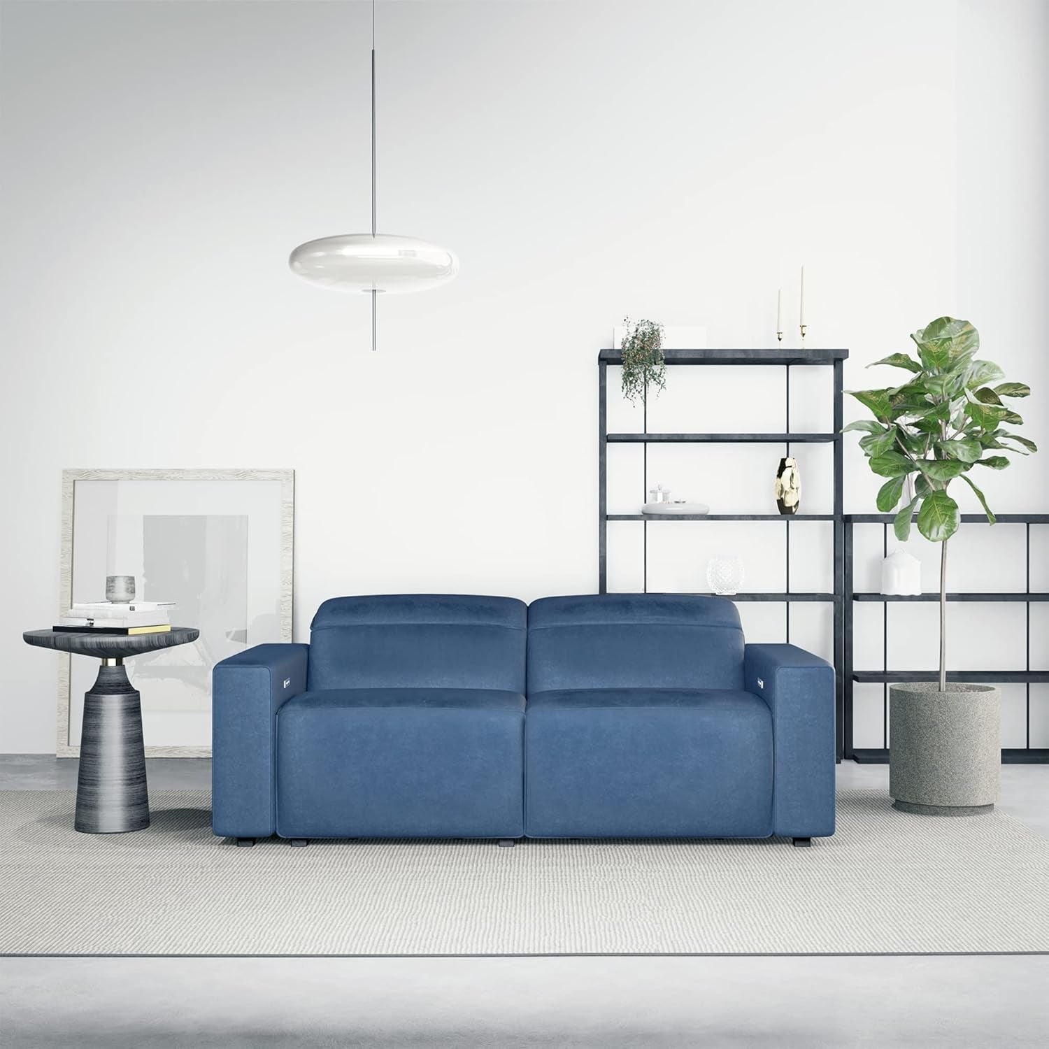 Power Sofa - Electric Couch. Modern Couch, Living Room Couch, Bedroom Couch, Gaming Couch, Game Room Furniture. (Double, Suede - Blue)