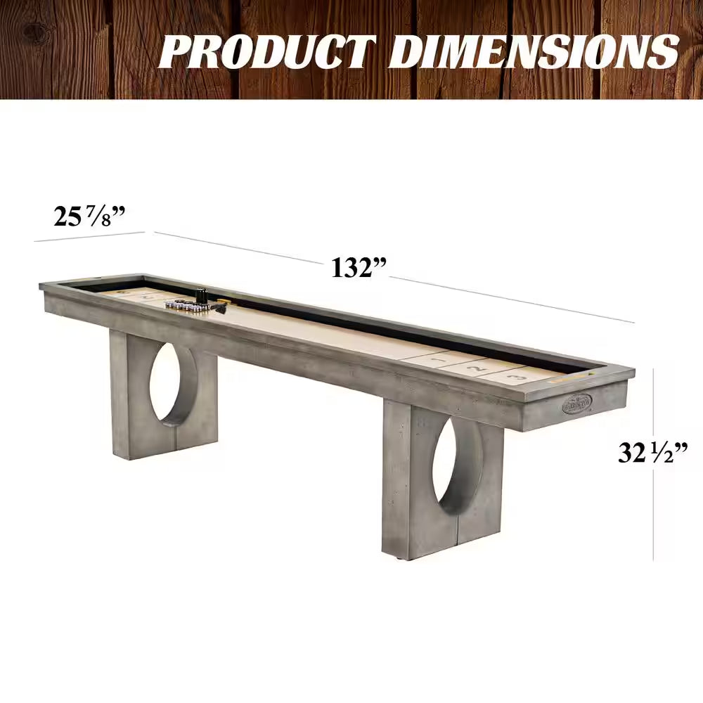 11 Ft. Aurora Outdoor Shuffleboard Table with All-Weather Playfield and (8-Puck Set)