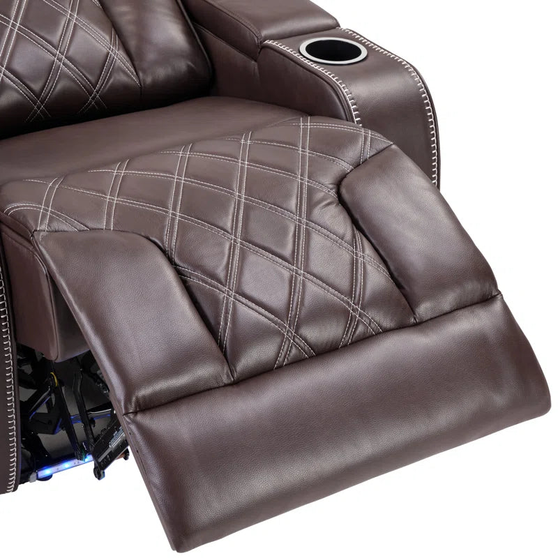 37.4" Contemporary Premium Leather Dual-Motor Power Recliner with Ambient Lighting