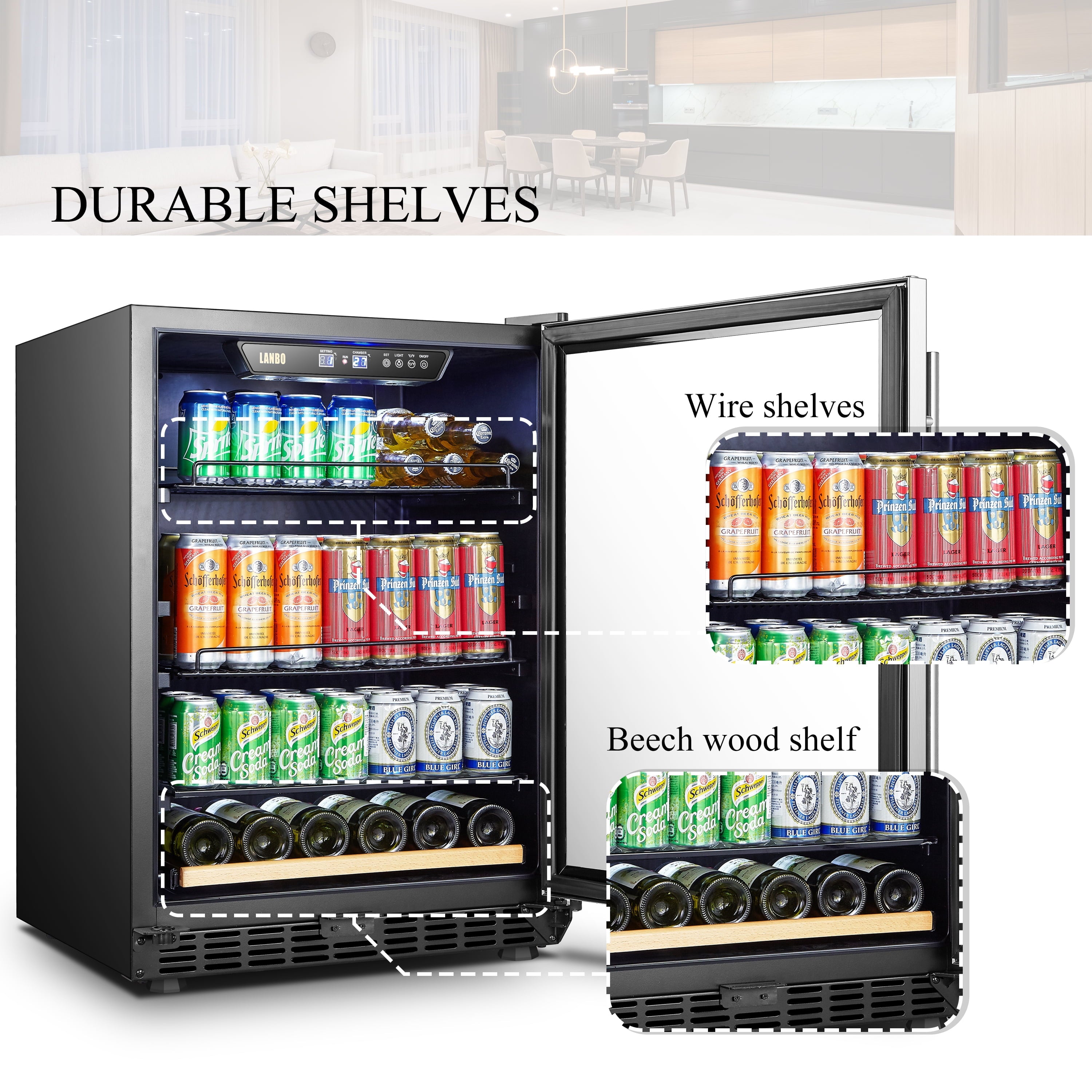 110 Cans 6 Bottle Built-In Compressor Beverage Cooler 24 Inch Width