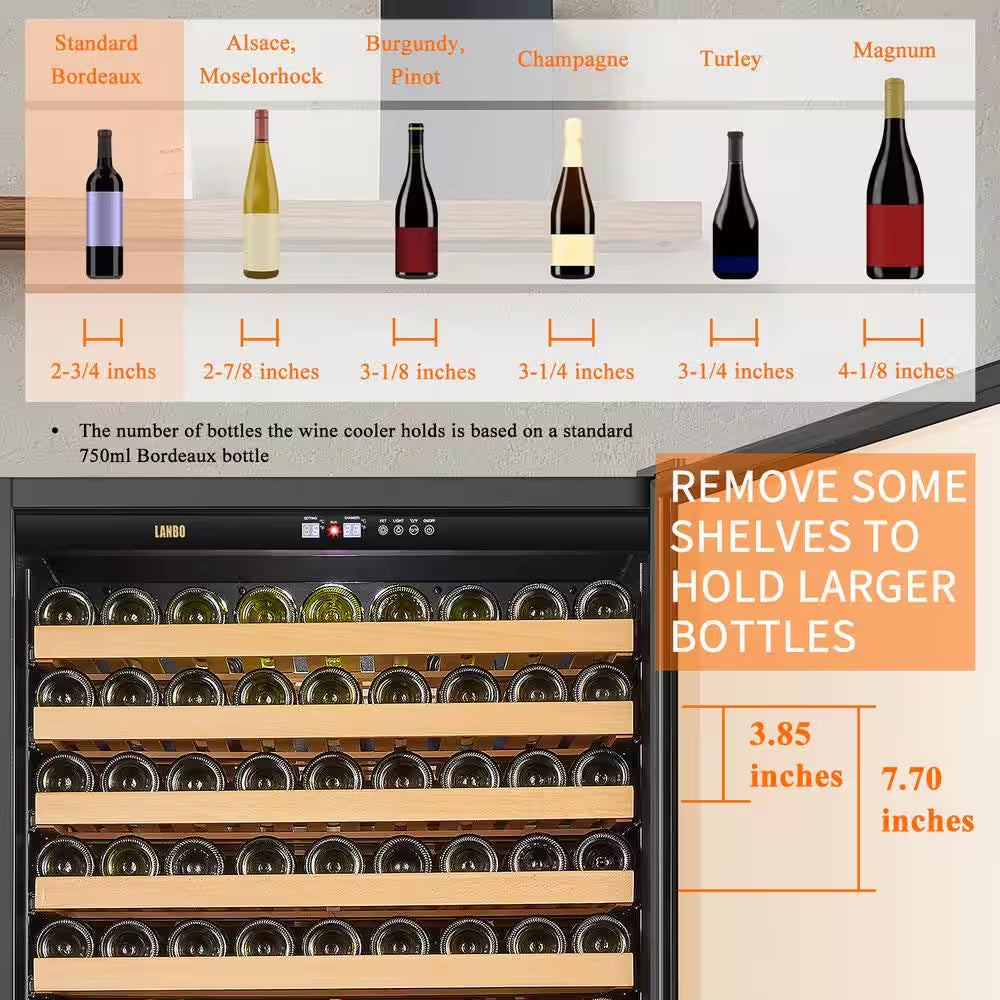 32 In. 287 Bottle Black Dual Zone Wine Refrigerator