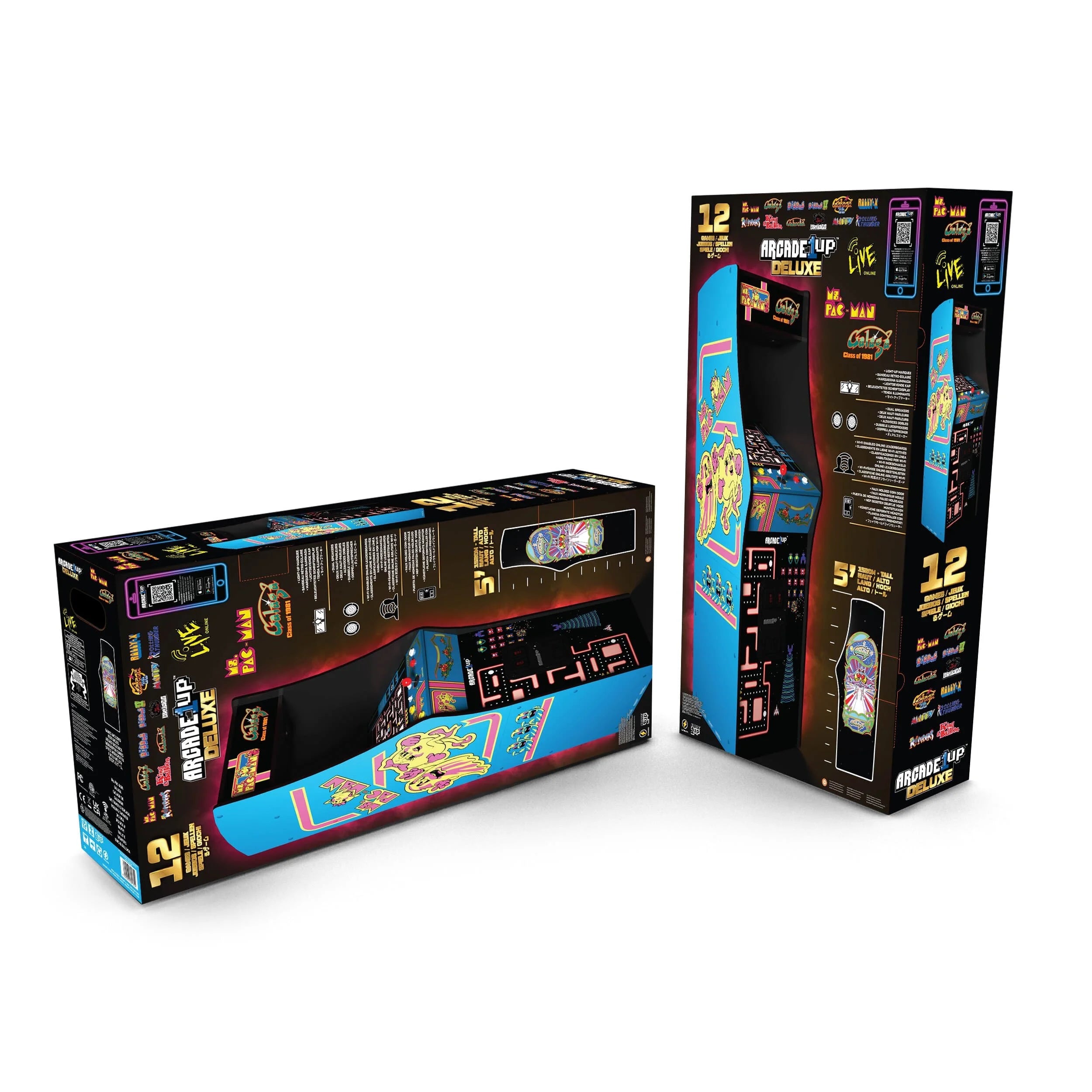 Ms. PAC-MAN & GALAGA Class of '81 Deluxe Arcade Game with WIFI, 12 Classic Games, and 17-Inch Screen