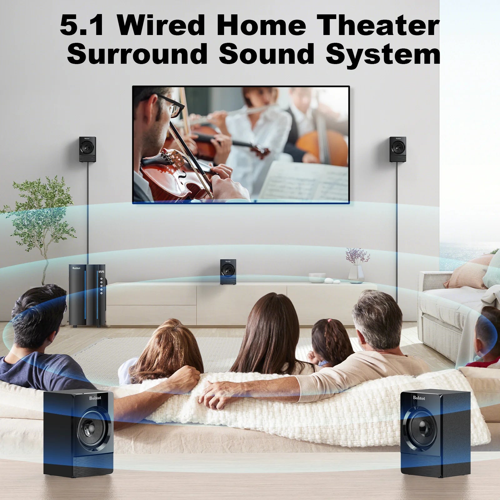 Surround Sound Systems Home Theater System - 800 Watts Peak Power 6.5" Subwoofer 5.1/2.1 Wired Stereo Speakers