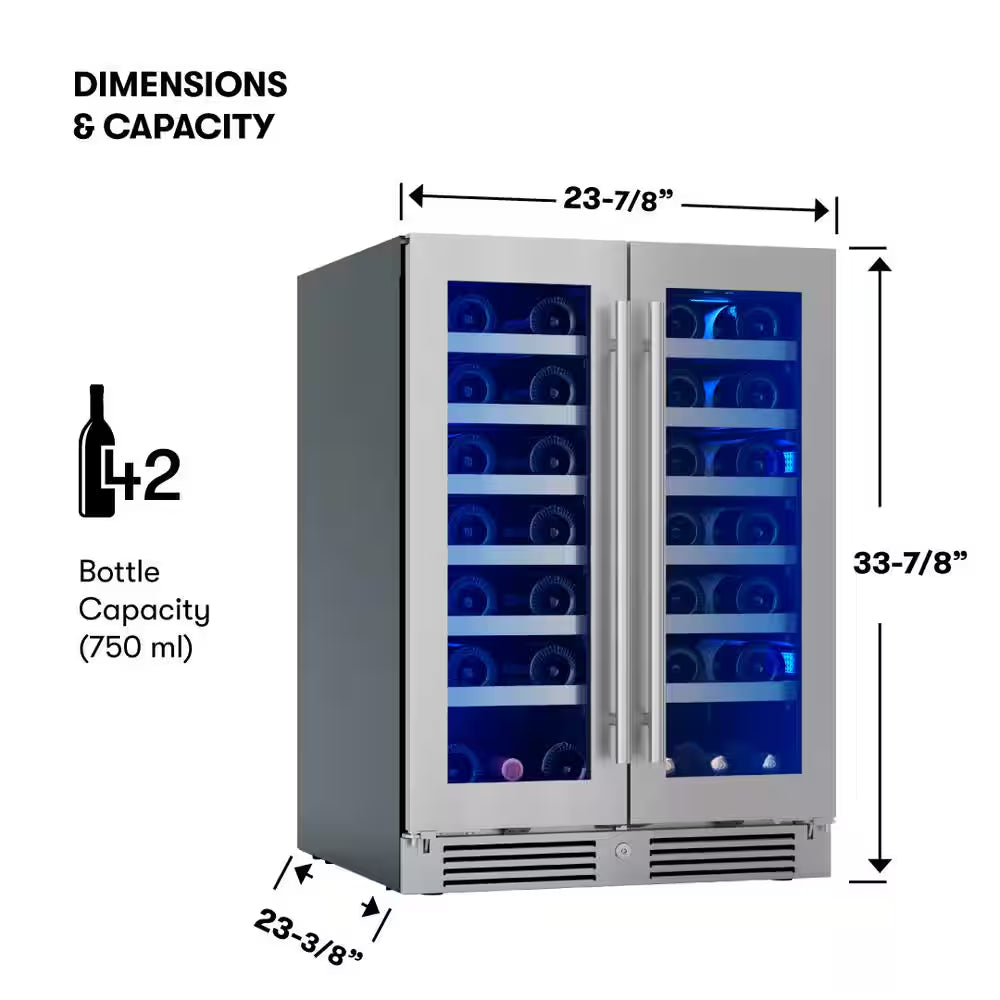 Presrv 24 In. 42-Bottle Dual Zone Wine Cooler