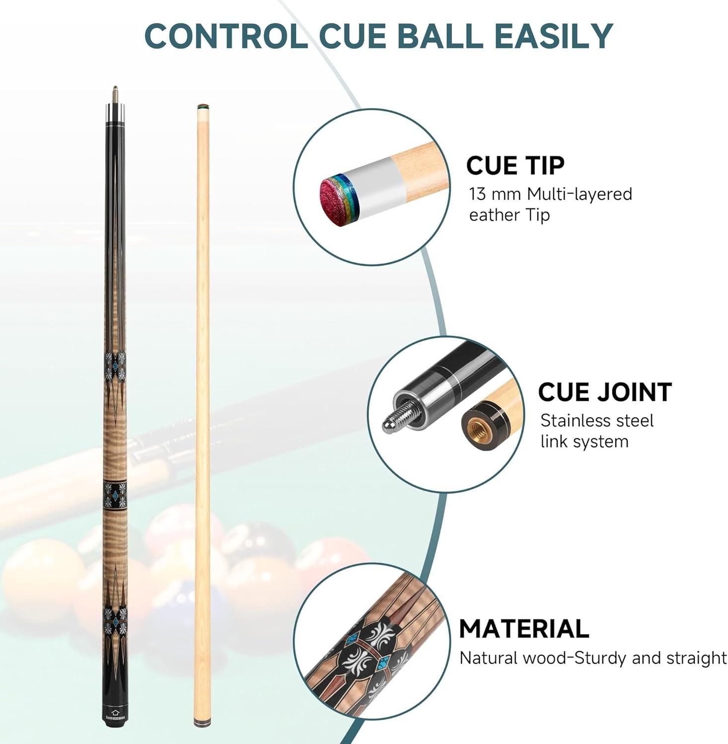 Pool Cue Stick 57 Billiard Cue Sticks Professional Low Deflection Pool Sticks