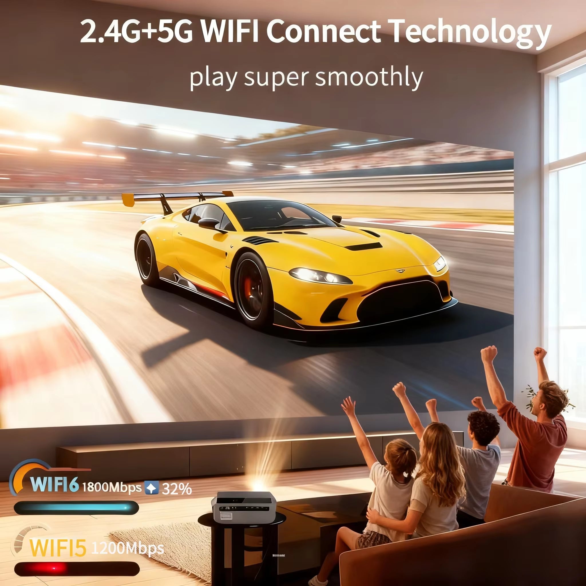 4K Auto Focus Movie Projector 3500 ANSI 2.4+5G Wifi Bluetooth 1080P Full Hd HDR Android Tv Video Daytime Projector Home Theater