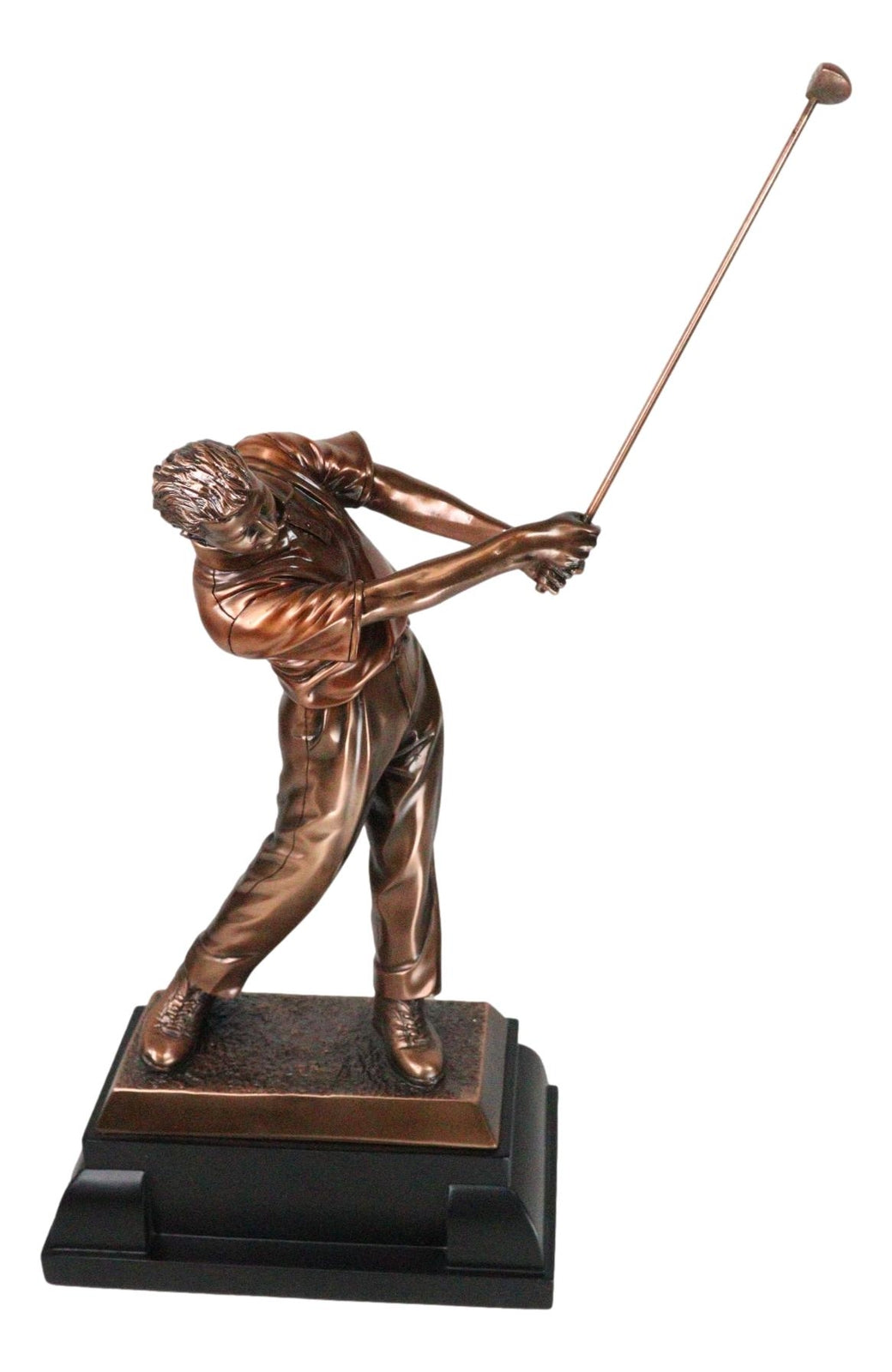 Pro Golfer Swinging Golf Club Bronze Electroplated Statue with Trophy Base 17" H