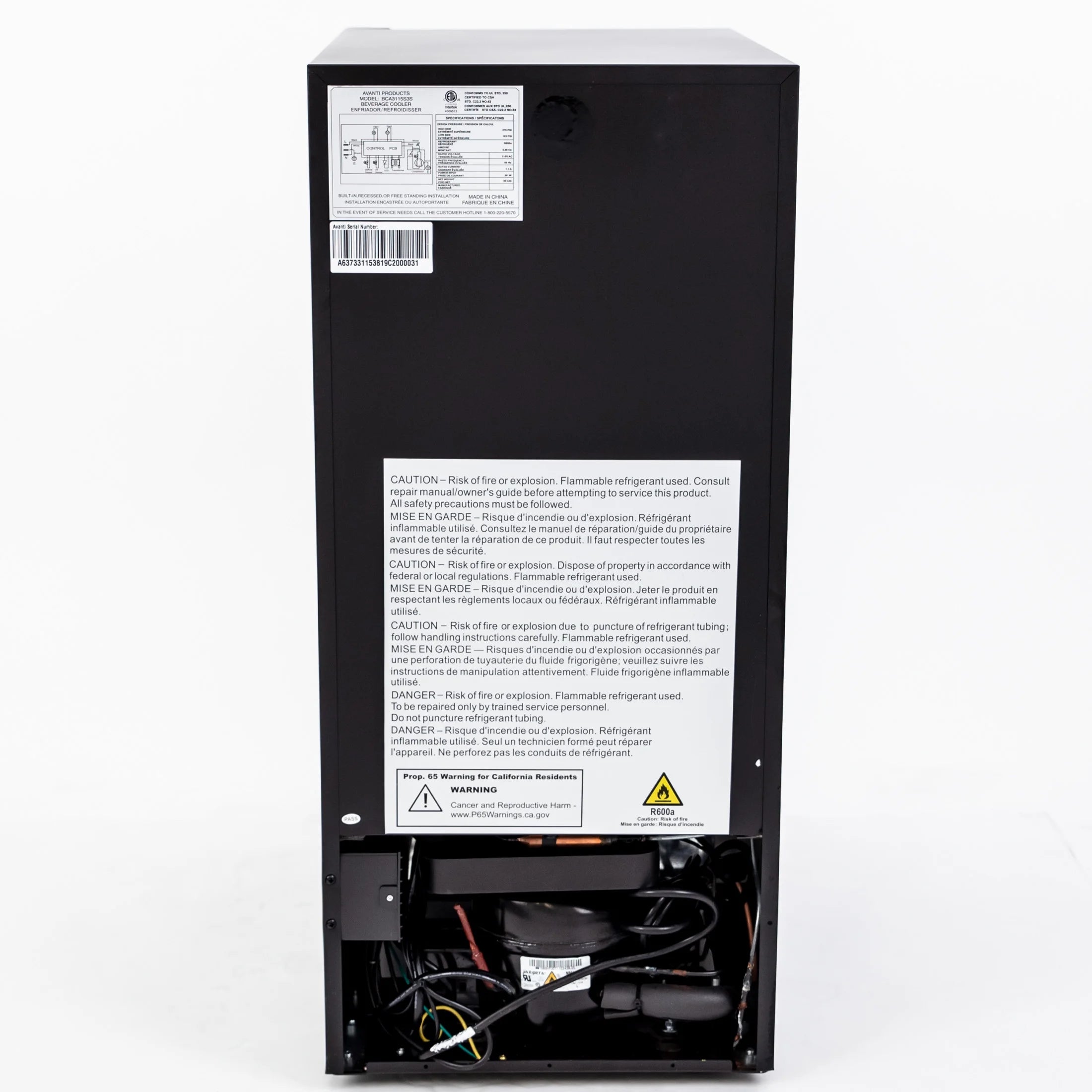 Beverage Center, 72 Can Capacity, in Stainless Steel with Black Cabinet (BCA3115S3S)