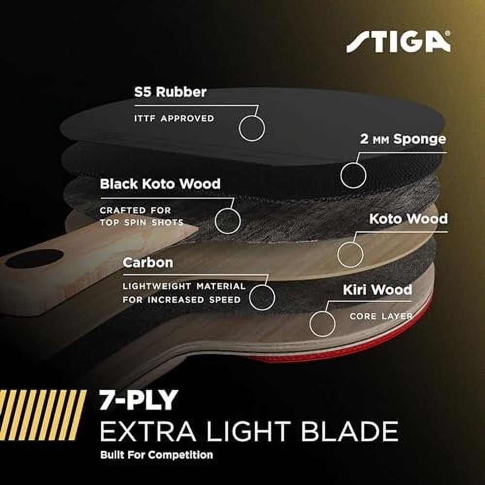 Carbon+ Bundle Ping Pong Paddle Set 7-Ply Extra Light Carbon Fiber Blade 2Mm Premium Sponge Concave Pro Handle 2 3-Star Tournament Balls Neoprene Racket Cover Player Wristband