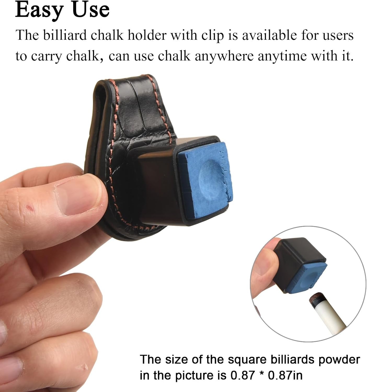 Pool Chalk Holder � Magnetic Leather Pocket Clip Design � Ideal Accessory for Sn
