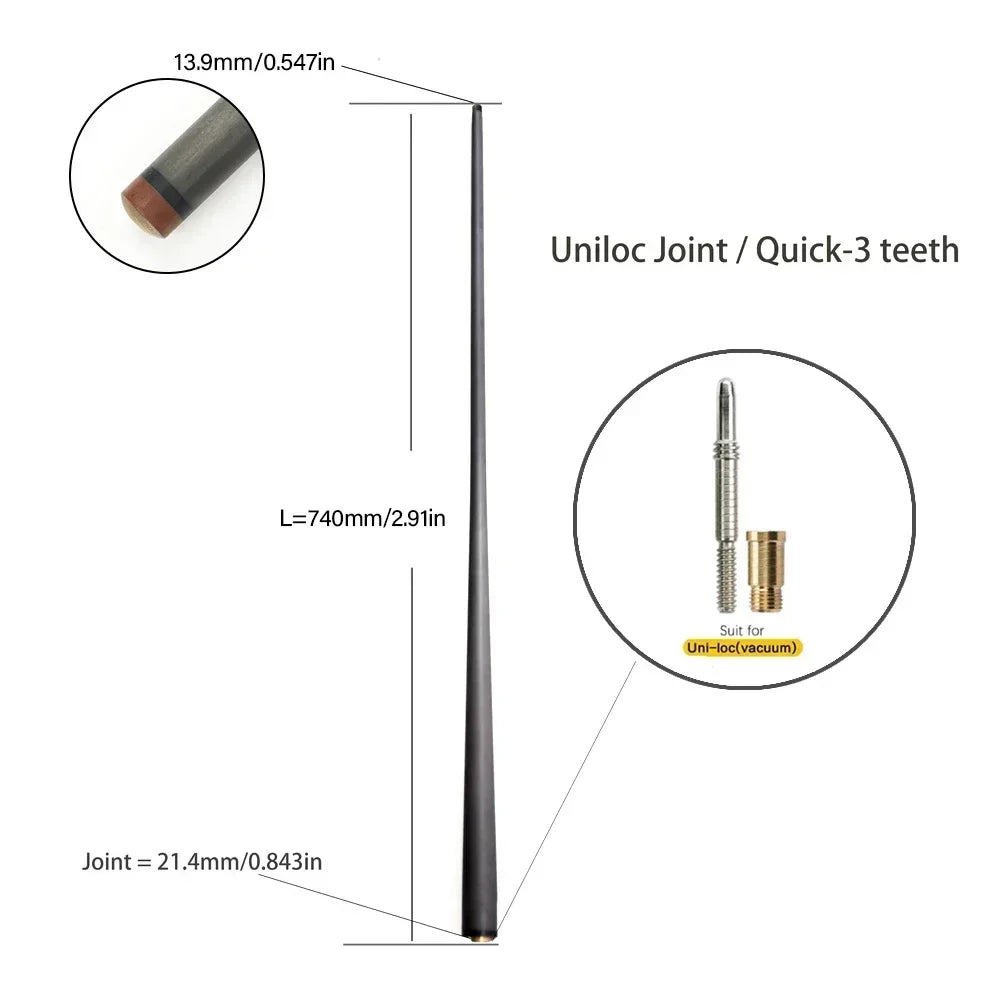 Single Shaft Carbon Fiber Billiard Pool Cue 10Mm/12Mm/12.4Mm/12.9Mm/13.9Mm Tip Uni-Loc Just Shaft of Pool Cue Stick Snooker