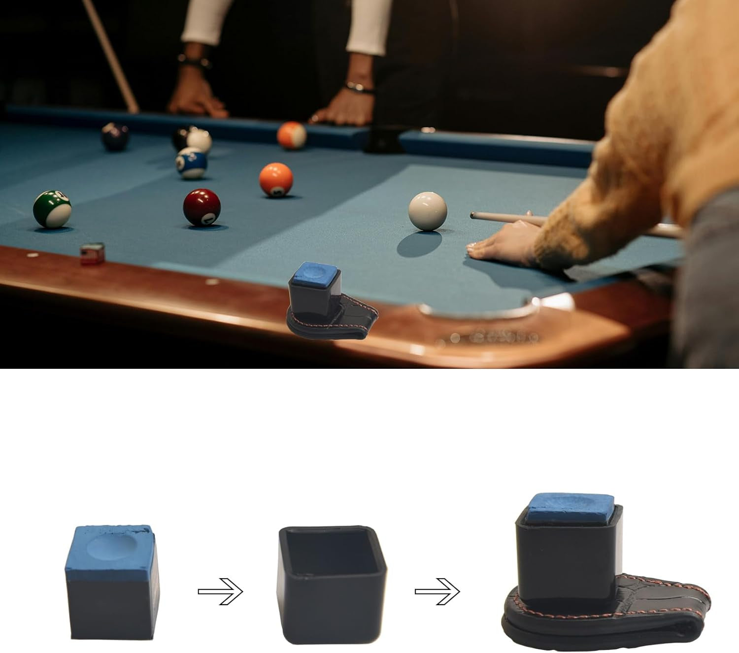 Pool Chalk Holder � Magnetic Leather Pocket Clip Design � Ideal Accessory for Sn