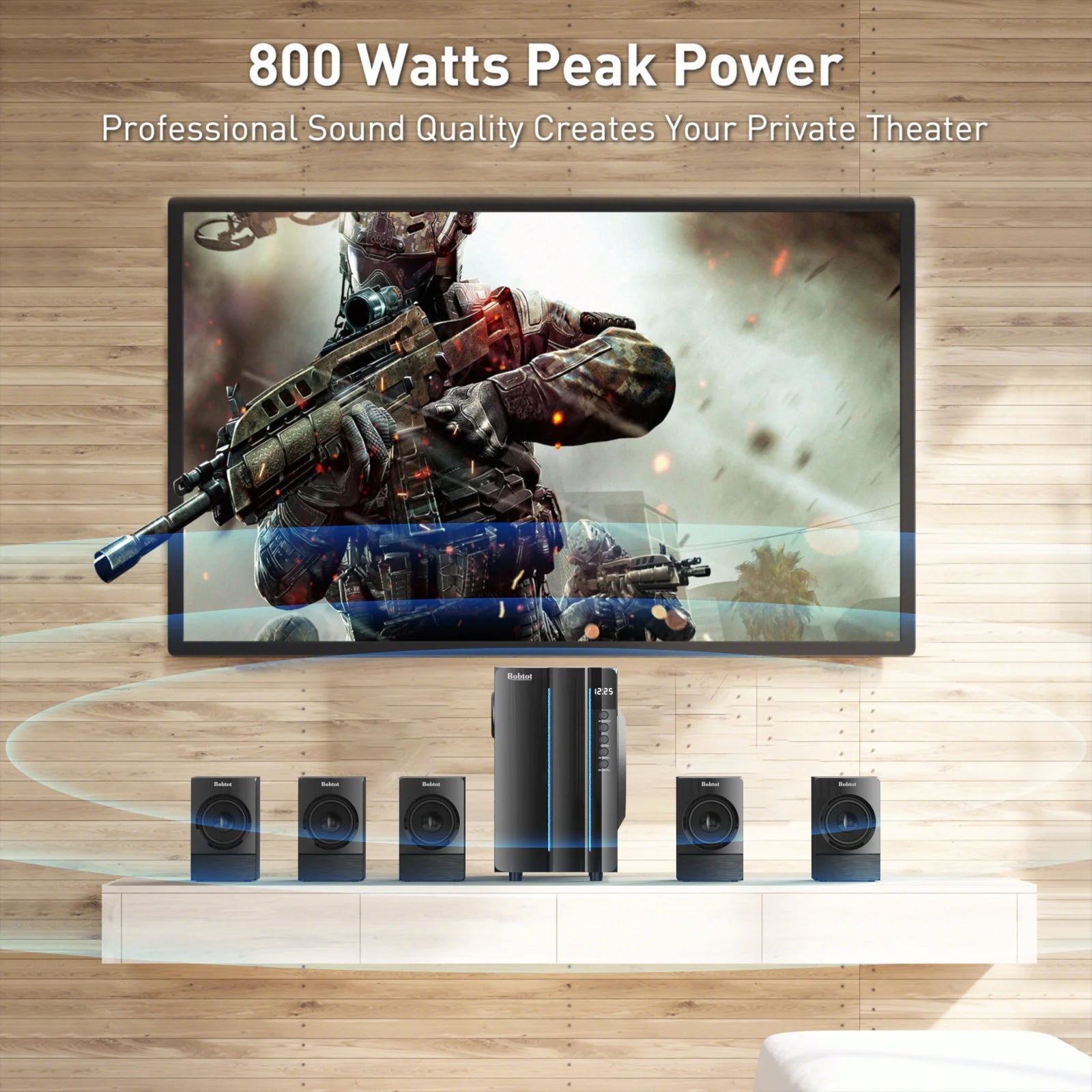 Surround Sound Systems Home Theater System - 800 Watts Peak Power 6.5" Subwoofer 5.1/2.1 Wired Stereo Speakers