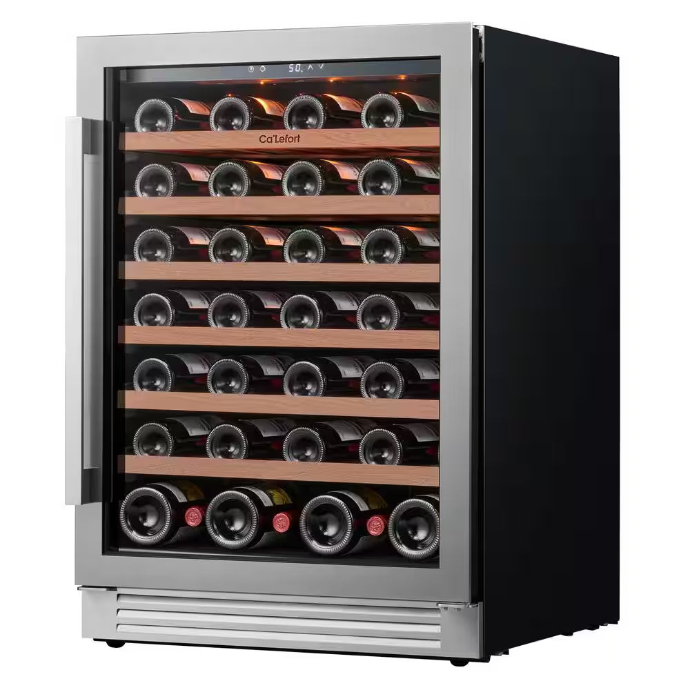 48 In. Dual Zone 54-Wine Bottles & 220-Cans Beverage & Wine Cooler Side-By-Side Built-In Refrigerator in Stainless Steel