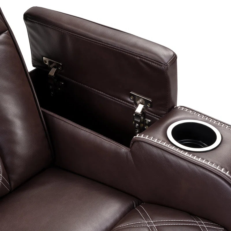 37.4" Contemporary Premium Leather Dual-Motor Power Recliner with Ambient Lighting